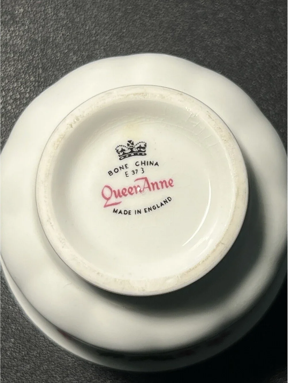Queen Anne 1950s Orphan Cup Pink Trailing Floral Blue Leaf Bone China, 3x2.5”